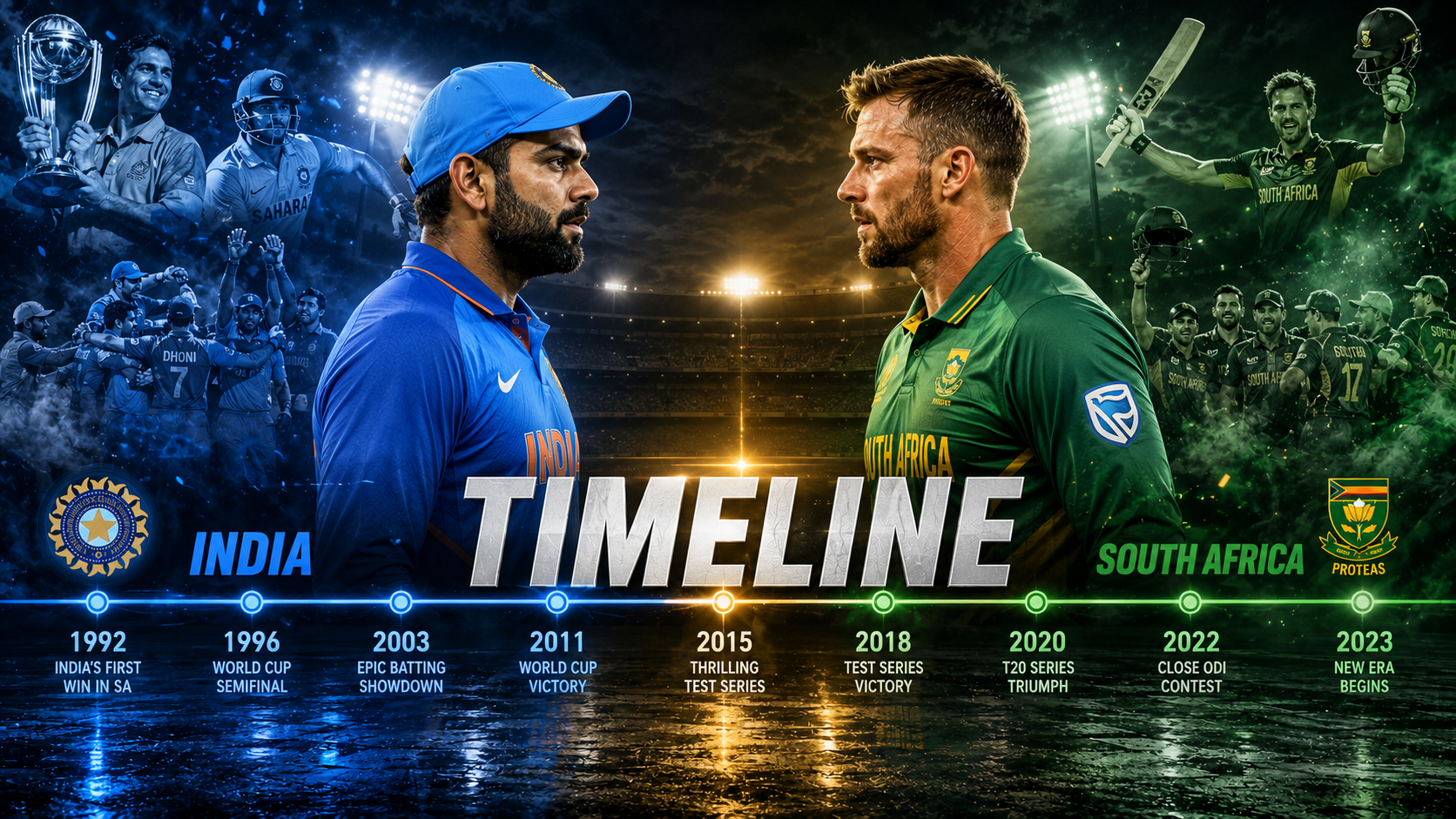 India National Cricket Team Vs South Africa National Cricket Team Timeline